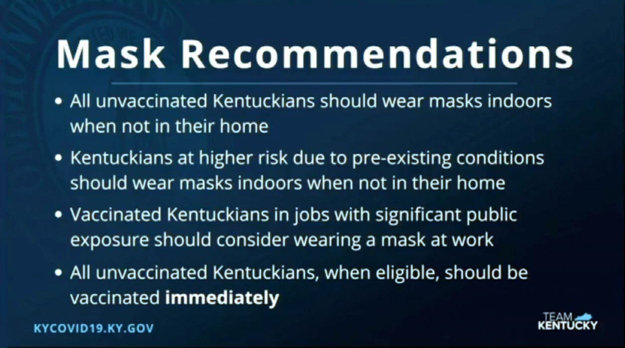 Kentucky mask recommendations 7/19/21